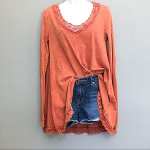 Altar’d State Tunic Vintage Faded Wash Crochet